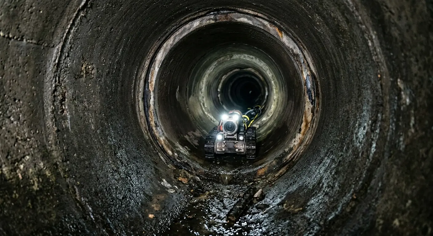 Robotic sewer camera inspecting pipe interior for Sewer Line Repair in Catalina